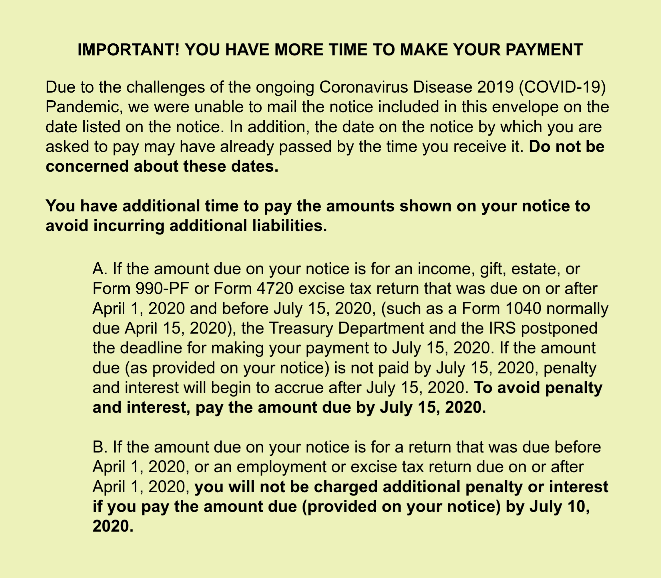 IRS Notice 1052-A