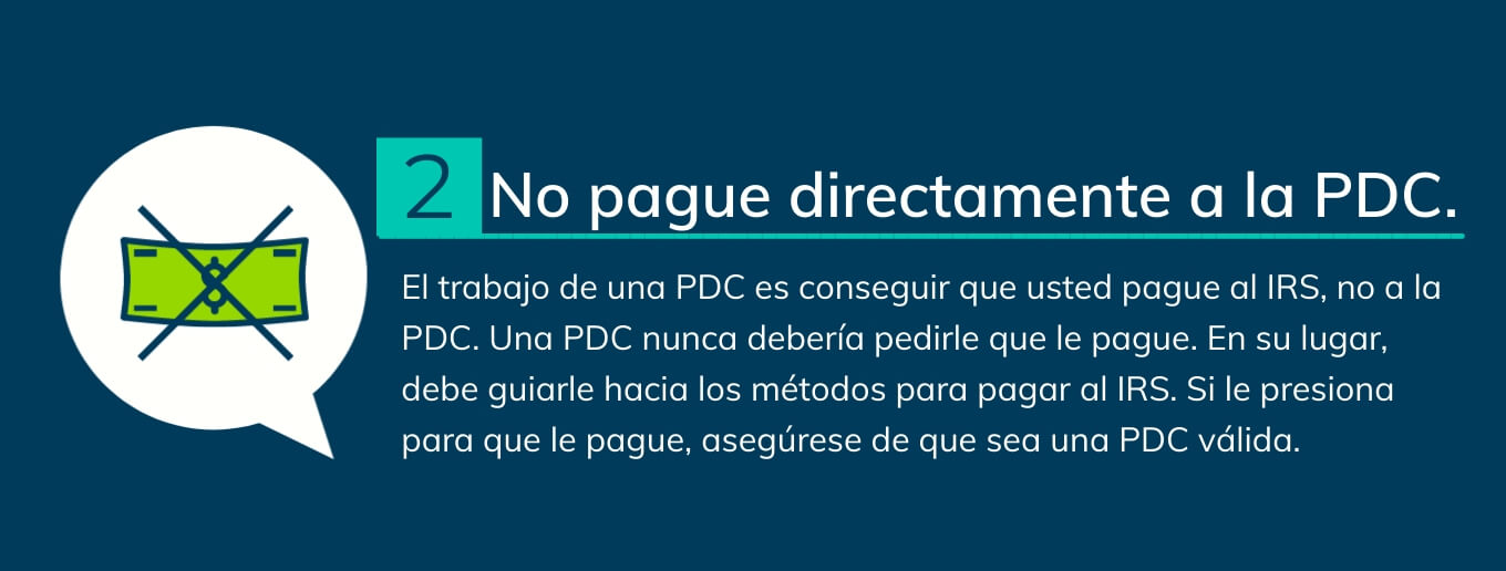 No pague directamente al cobrador de deudas privado