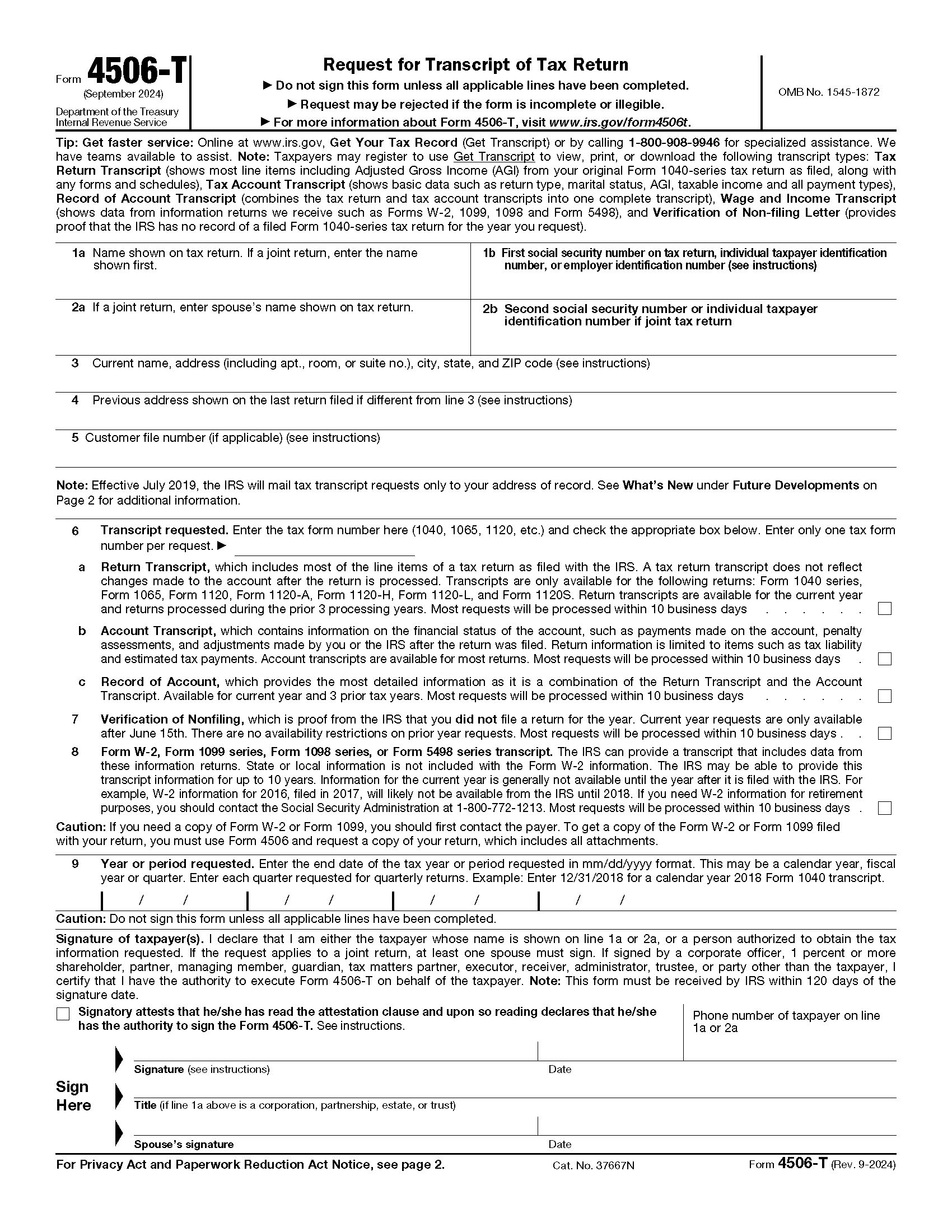 formulario irs 4506-t ejemplo