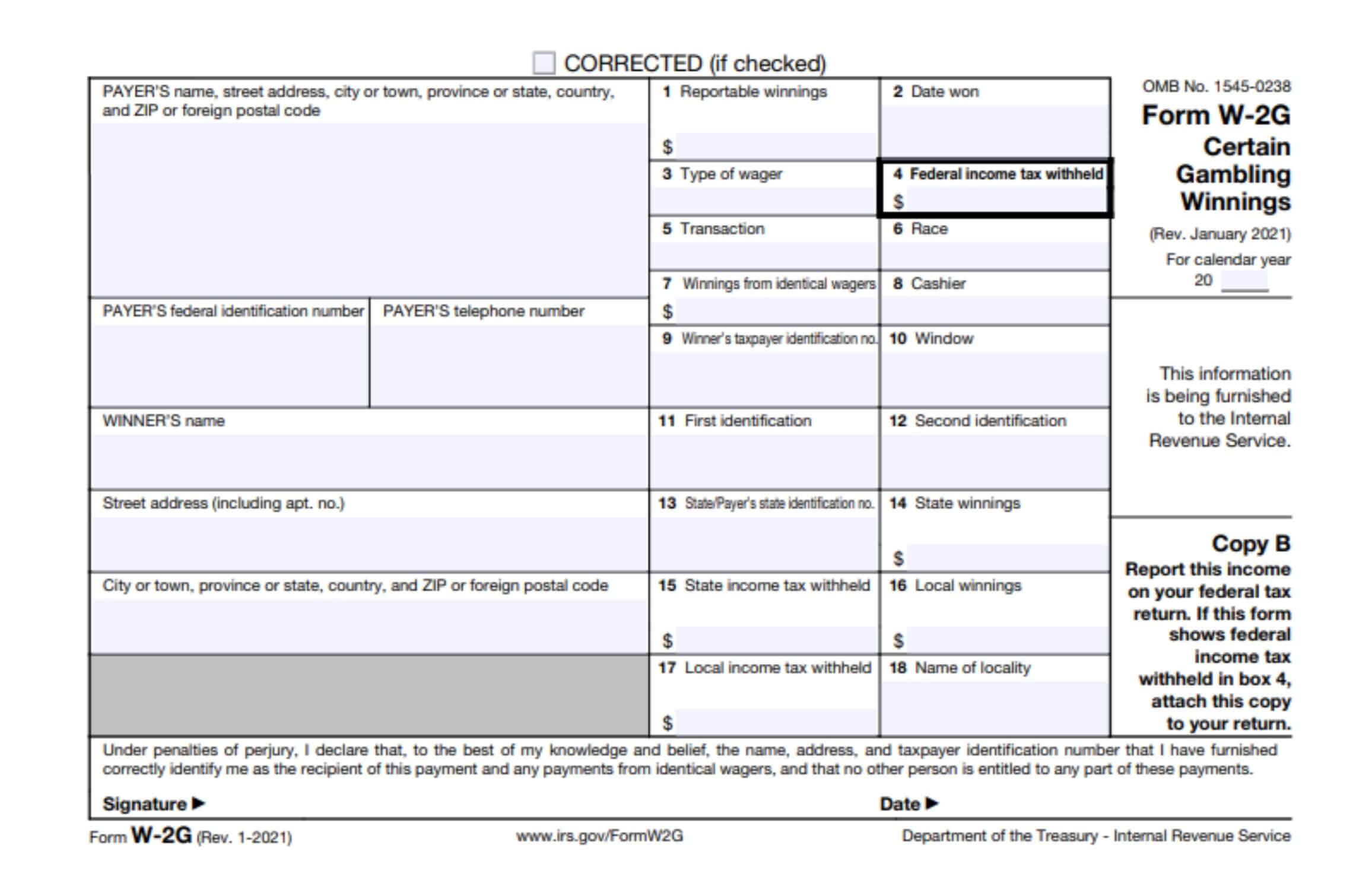imagen de ejemplo del formulario w-2g del irs