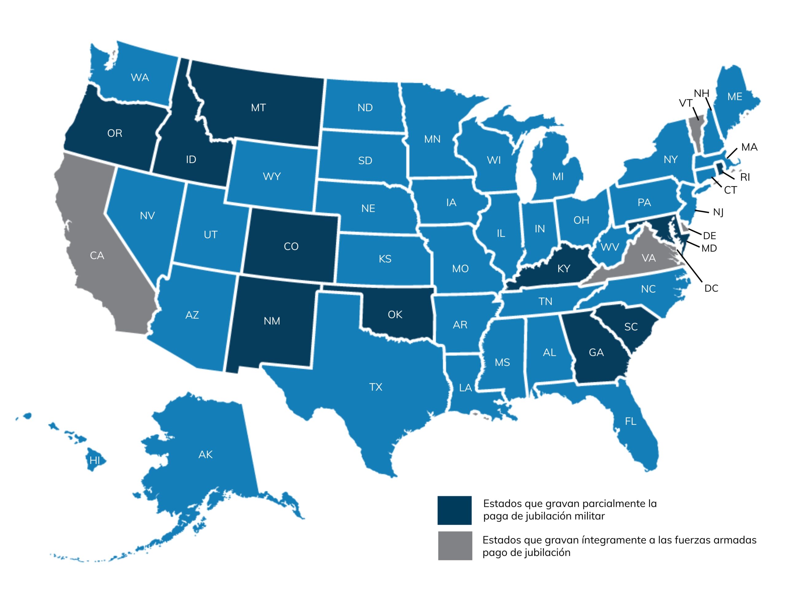 estados que gravan los beneficios de jubilación militar