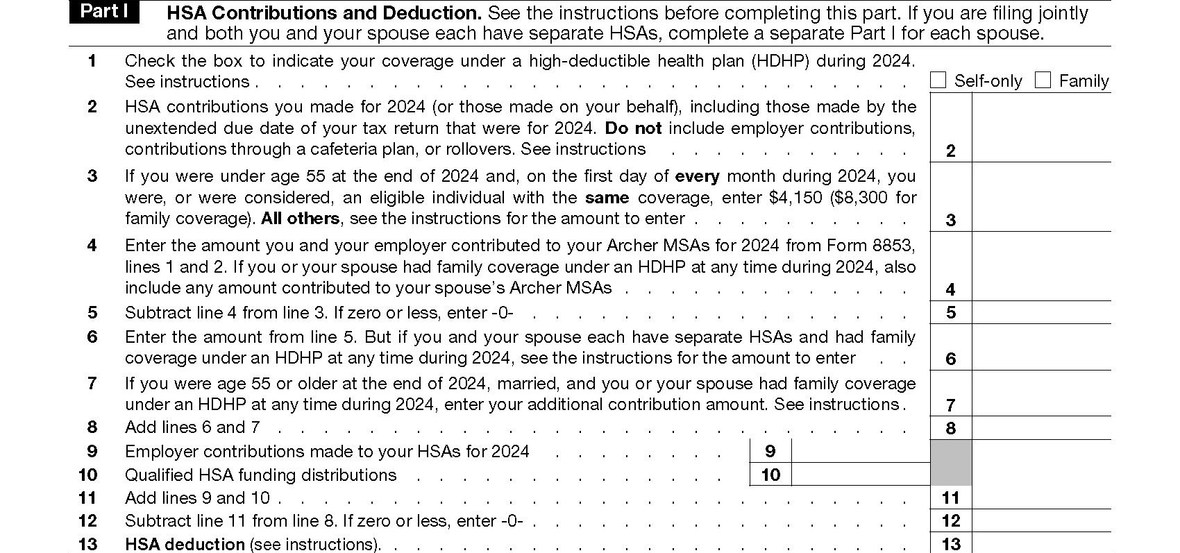 irs form 8889 - part 1 example