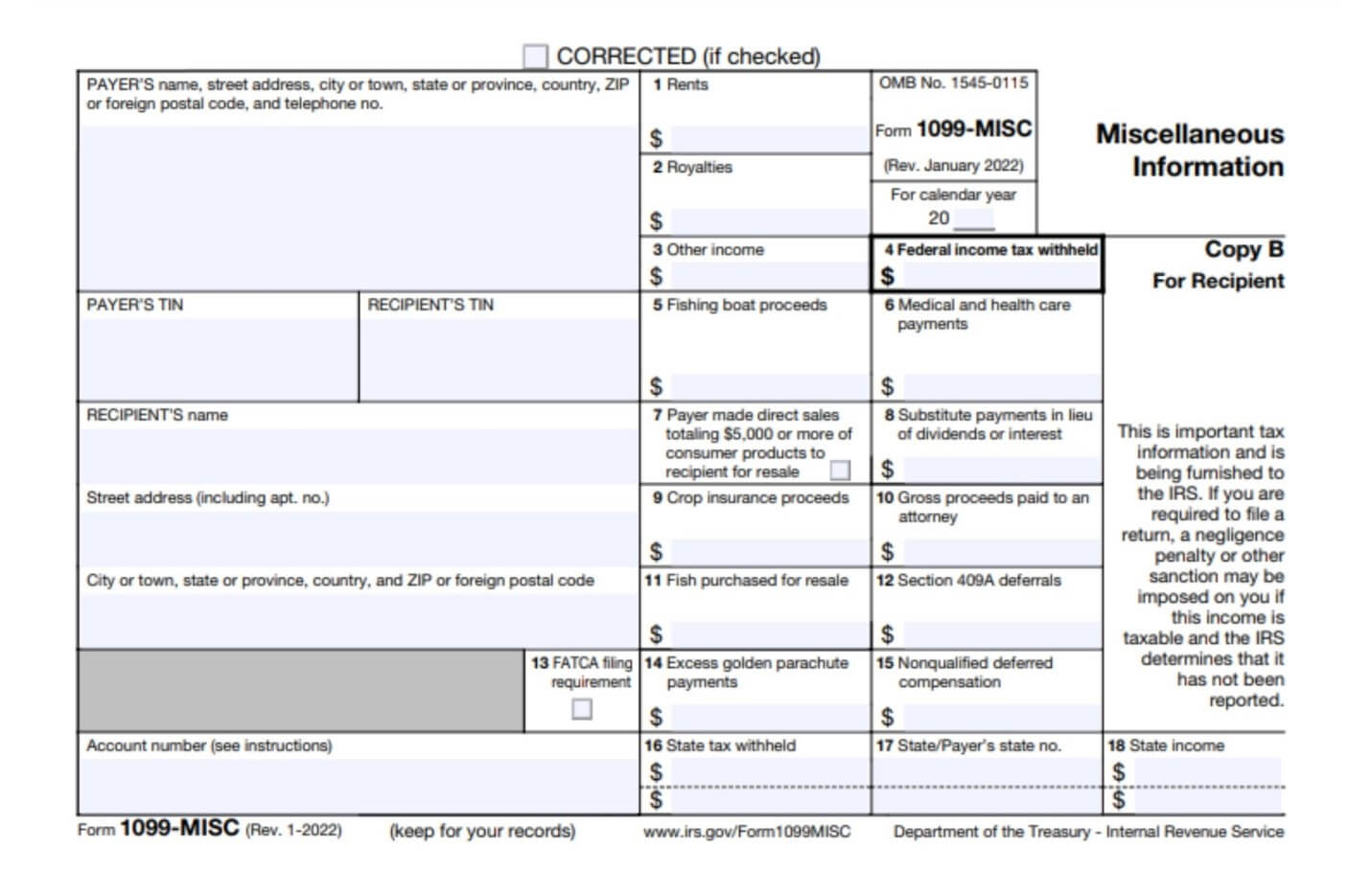 irs form 1099 MISC example