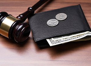 wallet and gavel - wage garnishment