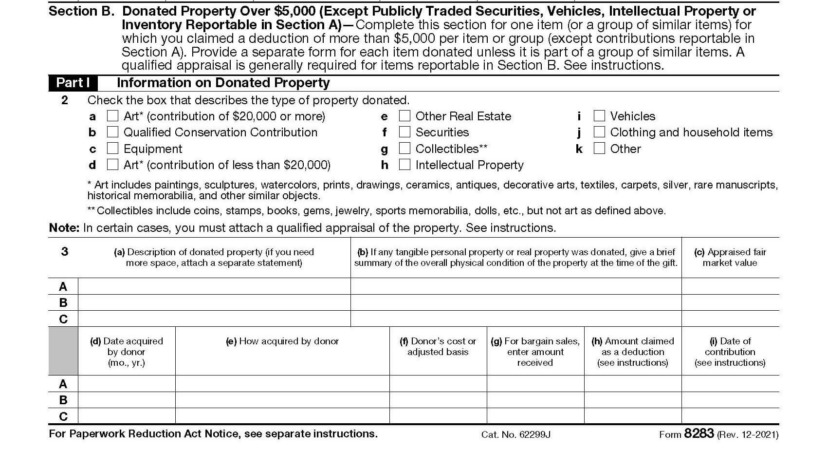 irs form 8283 section_b ejemplo