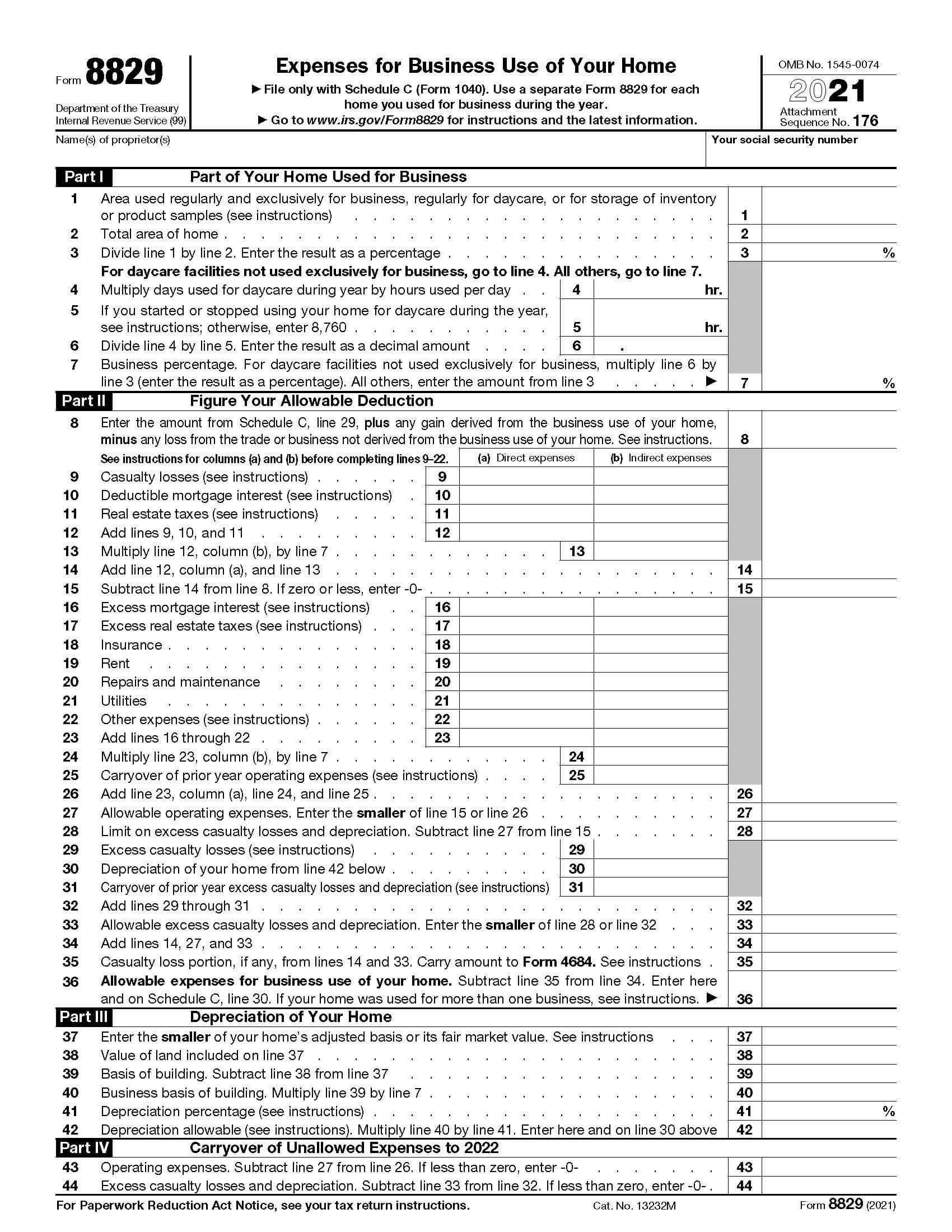 formulario irs-8829 ejemplo