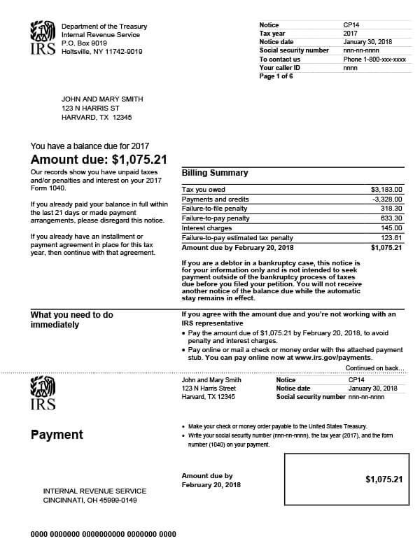 Irs Notice Cp14 Tax Defense Network