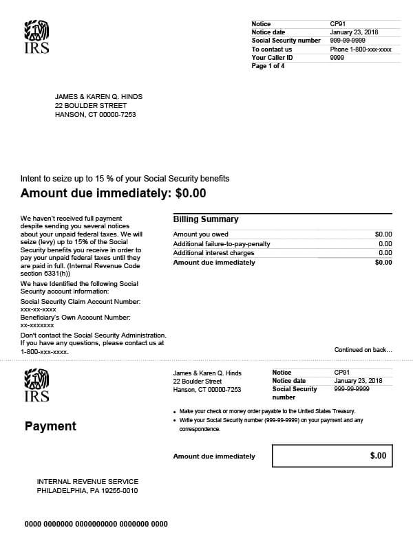 irs notice cp91 screenshot