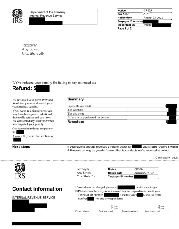 irs notice cp30a example