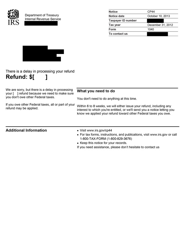 IRS notice cp44 - example