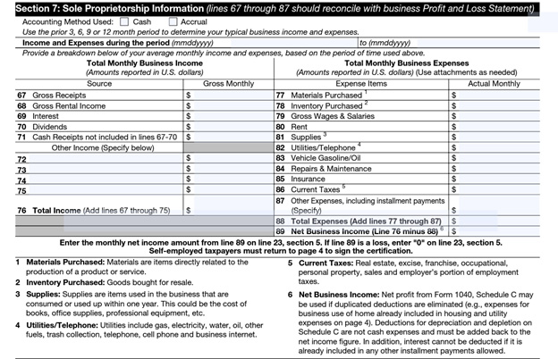 form 433-a sole proprietorship information