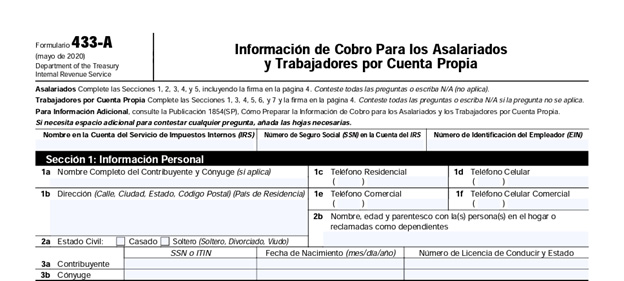 formulario 433-a datos personales