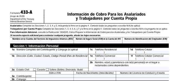 formulario 433-a datos personales