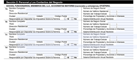 Formulario 433-B - Personal Comercial y Contactos