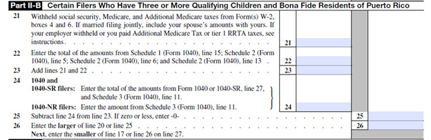 Schedule-8812 - Certain Filers Who Have Three or More Qualifying Children and Bona Fide Residents of Puerto Rico