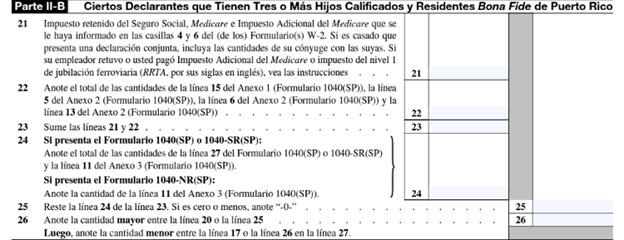 Schedule-8812 - Ciertos contribuyentes que tienen tres o más hijos calificados y residentes de buena fe de Puerto Rico