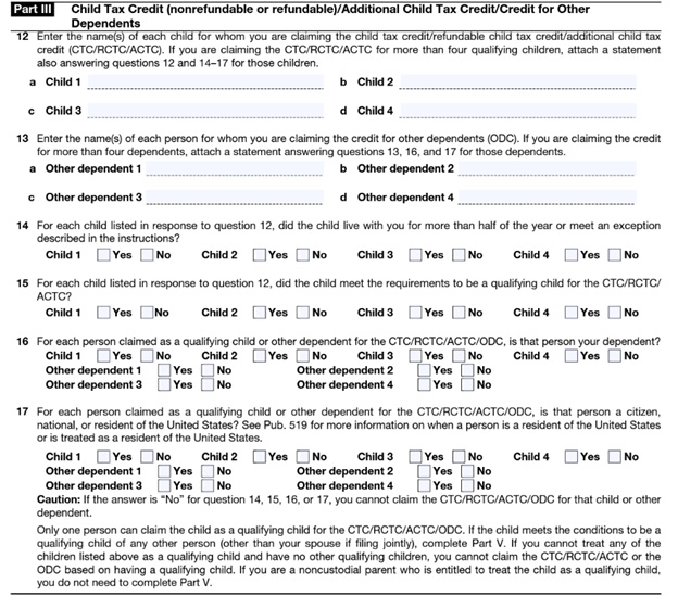 Form 8862 part3 - Child tax credit