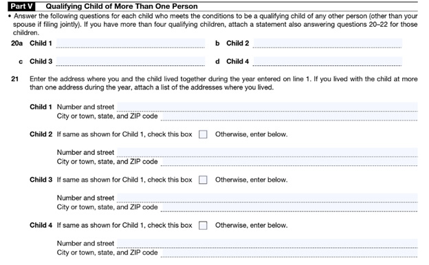 Form 8862 part5 - Qualifying child of more than one person