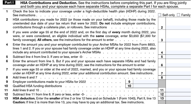 irs form 8889 - part 1 example