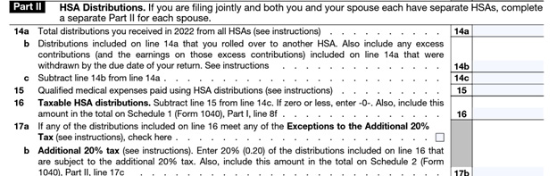 irs form 8889 - part 2 example