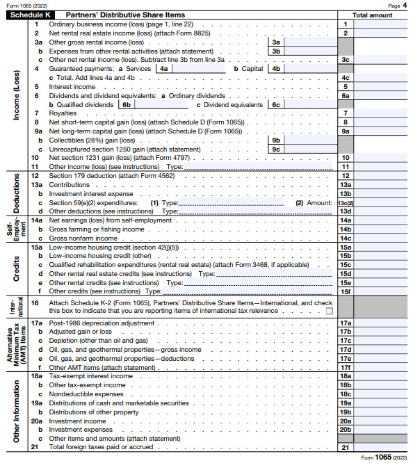 Form 1065 page four example