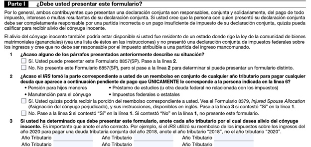 formulario irs 8857 ejemplo parte 1