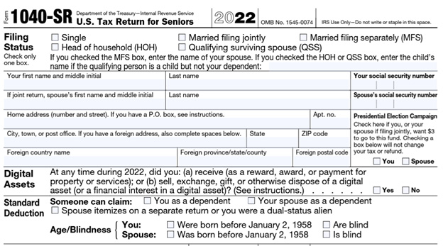 IRS Form 1040-SR example 01