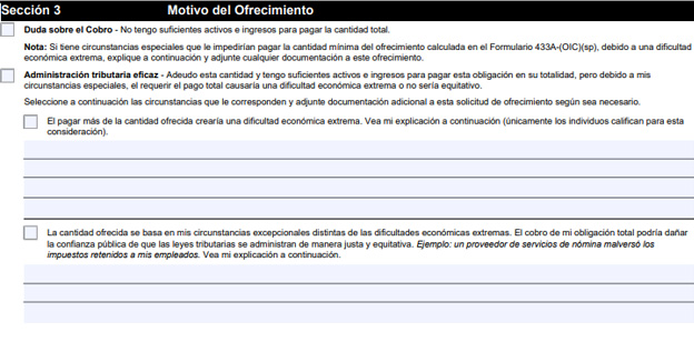 Ejemplo de la sección 3 del formulario 656B