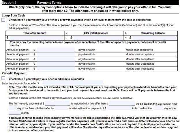 Form 656B section 4 example