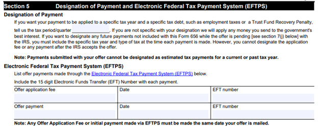 Form 656B section 5 example