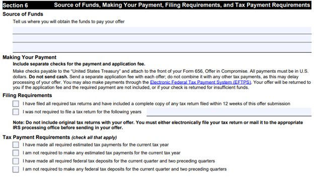 Form 656B section 6 example