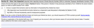 IRS Form 14039, Identity Theft Affidavit