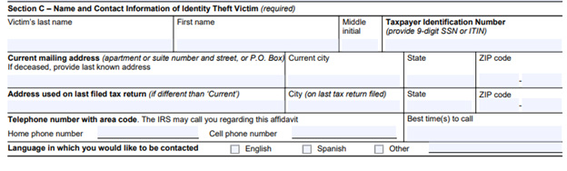 irs form 14039 section C example