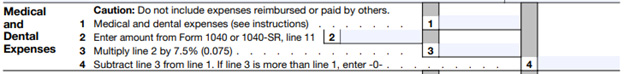 schedule-a medical and dental expenses section