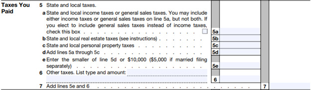 schedule-a taxes you paid section