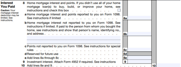 schedule-a interest you paid section