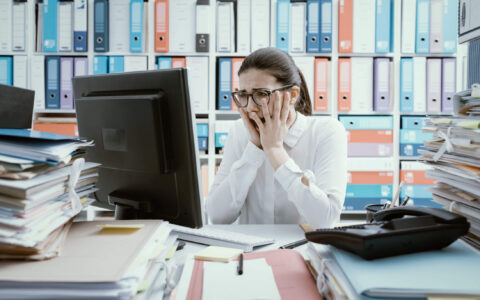 small business owner upset after making mistake on tax return