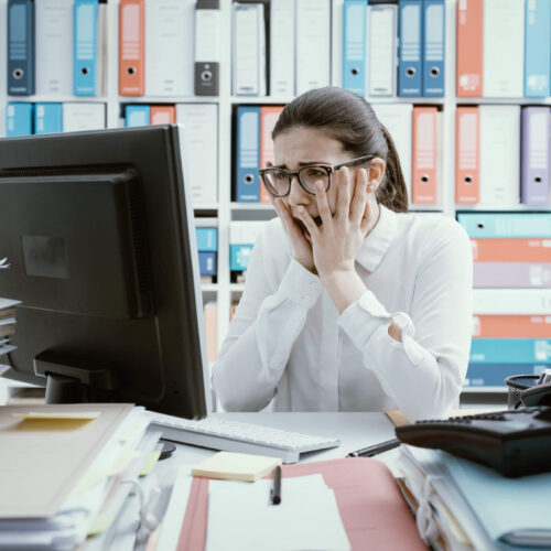 small business owner upset after making mistake on tax return