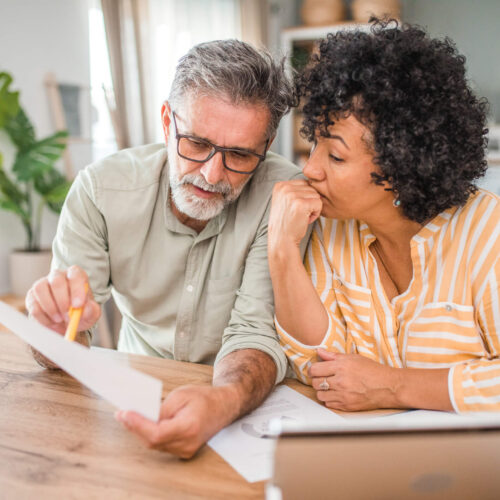 couple discussing taxes